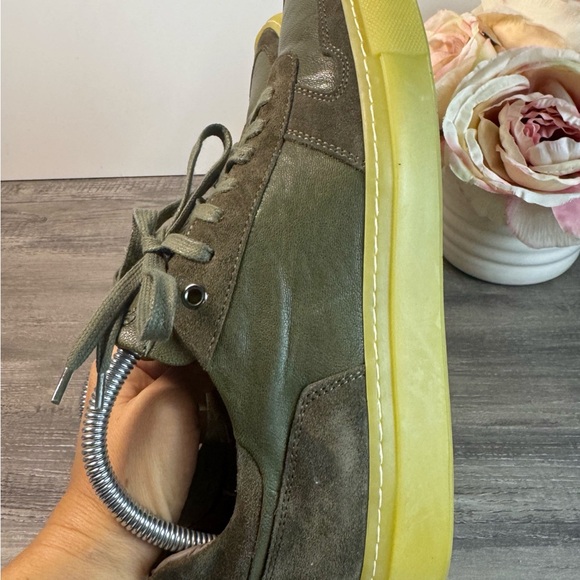 Goodman Modern London Edge Olive Green Leather Suede Snekers Mens 8 - Picture 6 of 12